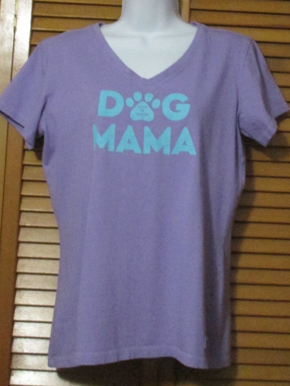 Life Is Good top Crusher Tee lavender and aqua 100% cotton size M